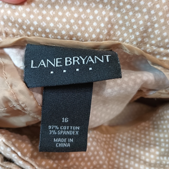Lane Bryant Tan and White Diamond Shaped Dot Cropped Pants Size 16 - Picture 9 of 10